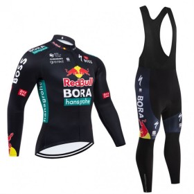Set Fietsshirt Lange Mouw + Lange Koersbroek 2024 BORA-Hansgrohe Bull Zwart Rood